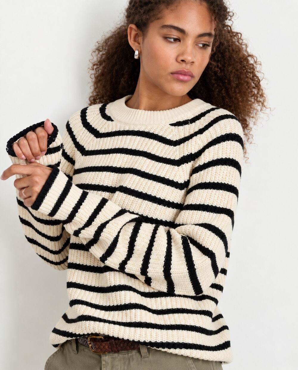 Alex Mill Amalie Pullover Sweater Ivory Black Stripe Large